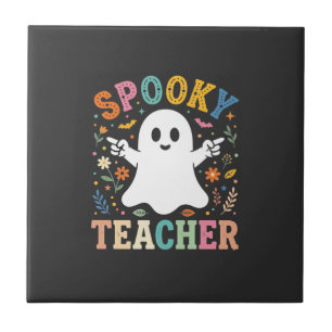 Gruseliger Lehrer Süßer Geist Halloween-Design_1 Fliese
