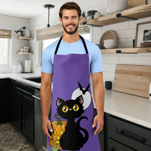 Gruseliger Lila Süßer Schwarzer Katze Halloween Kü Schürze