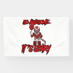 Gruseliger lustiger Halloween Clown Hockey Torwart Banner