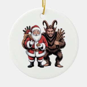Gruseliger lustiger Horror-Weihnachtsmann Krampus Keramik Ornament