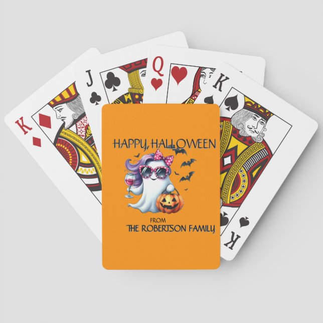 Gruseliger Mädchen-Geist Halloween  Spielkarten (Rückseite)