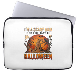 Gruseliger Mann Halloween Hexenhut Blutmond Kürbis Laptopschutzhülle