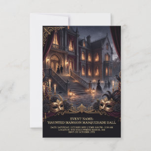Gruseliger Maskenball im Herrenhaus Gothic Hallowe Dankeskarte
