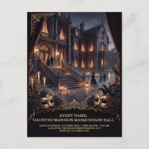 Gruseliger Maskenball im Herrenhaus Gothic Hallowe Postkarte