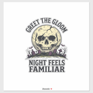 Gruseliger Mond-Schädel-Halloween-Grafik-Shirt_1 Aufkleber