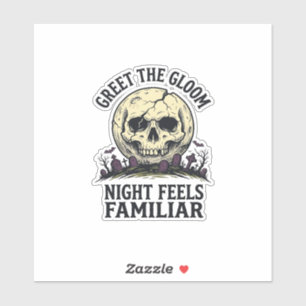 Gruseliger Mond-Schädel-Halloween-Grafik-Shirt_1 Aufkleber