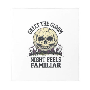 Gruseliger Mond-Schädel-Halloween-Grafik-Shirt_1 Notizblock