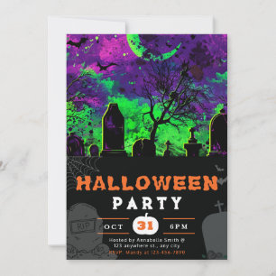 Gruseliger Nachthimmel-Halbmond Halloween Einladung