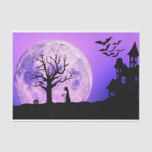 Gruseliger Nachthimmel Schwarze Katze Halloween Seidenpapier