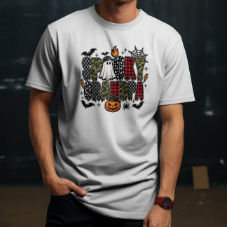 Gruseliger Opa Halloween | Camouflage Karo Gemisch T-Shirt