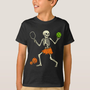 Gruseliger Pickleball-Halloween-Skelett-Kostüm Fra T-Shirt