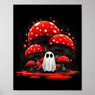 Gruseliger Pilzwald Geist Cottagecore Halloween Poster