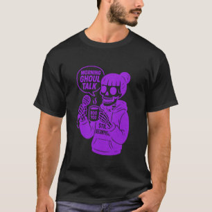Gruseliger Podcast-Skelett-Kaffee-Goth-Girl T-Shirt