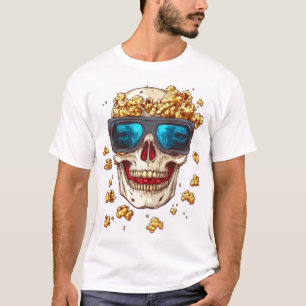 Gruseliger Popcorn-Schädel � Lustiges Horrorfilm-S T-Shirt
