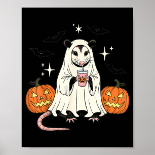 Gruseliger Possum-Geist-Kürbis-Halloween-Spaß-Süß Poster
