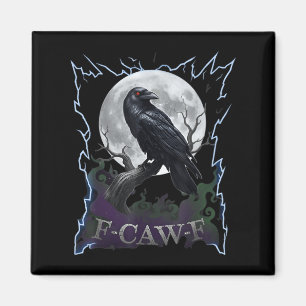Gruseliger Rabe F-caw-f Vollmond Halloween Magnet