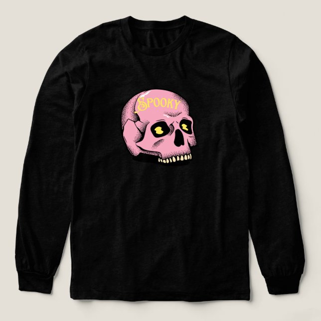 Gruseliger Rosa Totenkopf T-Shirt Tri-Blend Shirt (Design Vorderseite)