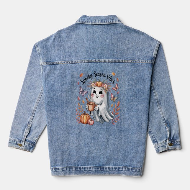 Gruseliger Saison-Vibes-Geist Jeansjacke (Rückseite)