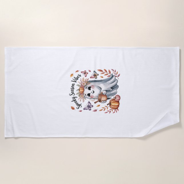 Gruseliger Saison-Vibes-Geist Strandtuch (Vorderseite)