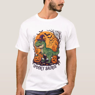 Gruseliger Saurus Rex Hexenhut Kürbisse T-Shirt