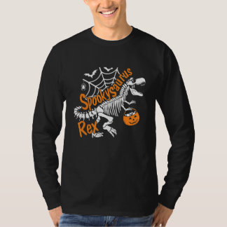 Gruseliger Saurus Rex Skelett Kürbis Dinosaurier H T-Shirt