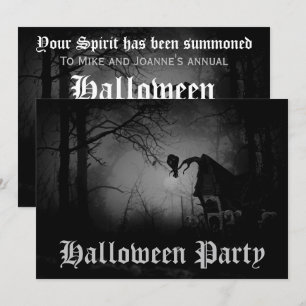 Gruseliger Schrecklicher Rabe im Wald Halloween Pa Einladung