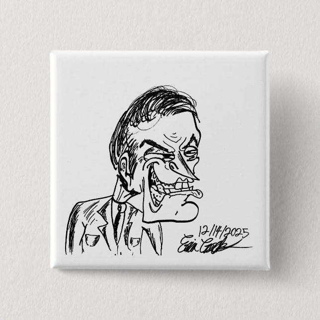 gruseliger Schurke Cartoon Button (Vorderseite)