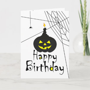 Gruseliger schwarzer Kürbis-Happy-Birthday-Grußkar Dankeskarte