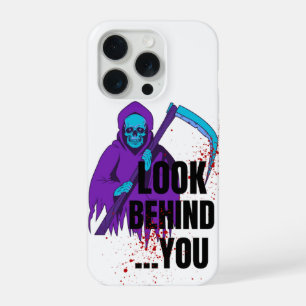 Gruseliger Sensenmann „Schau hinter dich“-Grusel-T iPhone 15 Pro Hülle