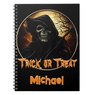 Gruseliger Sensenmann Trick oder Treat Notizblock