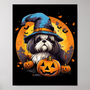 Gruseliger Shih Tzu Hund Hexe Halloween Poster