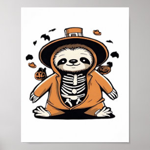 Gruseliger Skelett Faultier Trick-or-Treat Klassis Poster