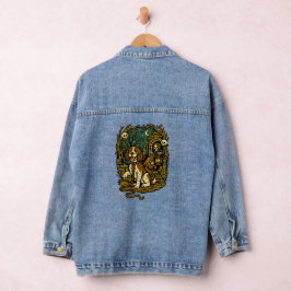 Gruseliger Skelett-Hund im Horror-Aesthetic Jeansjacke