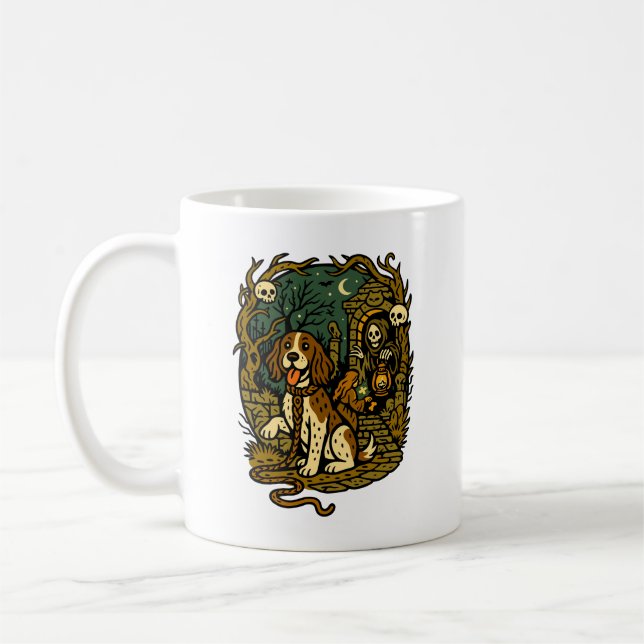 Gruseliger Skelett-Hund im Horror-Aesthetic Kaffeetasse (Links)