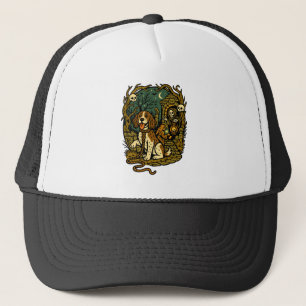 Gruseliger Skelett-Hund im Horror-Aesthetic Truckerkappe