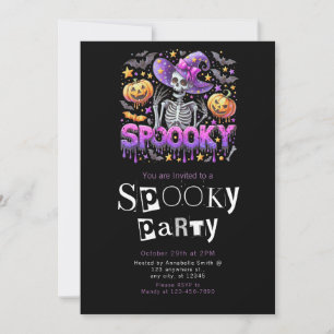 Gruseliger Skelett-Modern-Minimalist-Halloween-Par Einladung