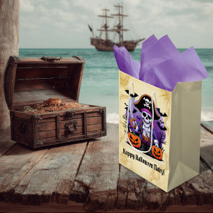 Gruseliger Skelettpirat Halloween Mittlere Geschenktüte