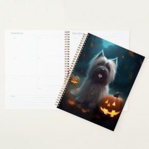 Gruseliger Skye Terrier mit Kürbissen Halloween Planer
