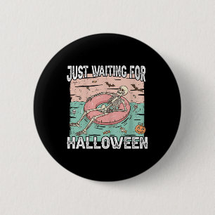 Gruseliger Sommer-Skelett, das nur auf Halloween w Button