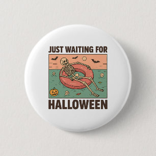 Gruseliger Sommer-Skelett, das nur auf Halloween w Button