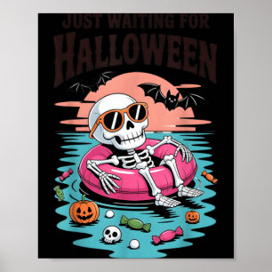 Gruseliger Sommer-Skelett wartet auf Halloween-Kin Poster