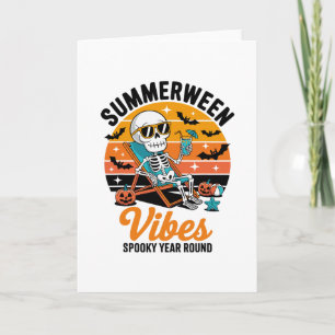 Gruseliger Sommer Strand Skelett Lustiger Hallowee Karte