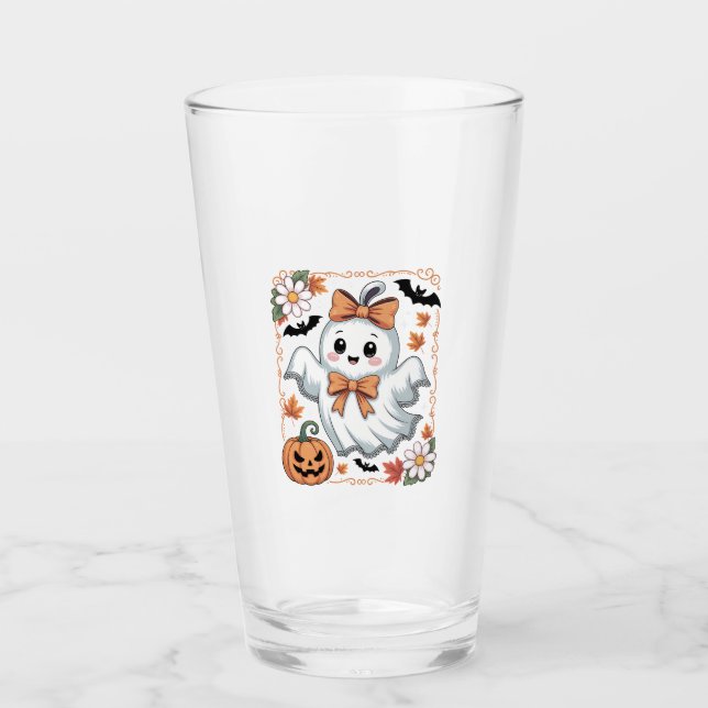 Gruseliger Spitzen-Geist Halloween Glas (Vorderseite)