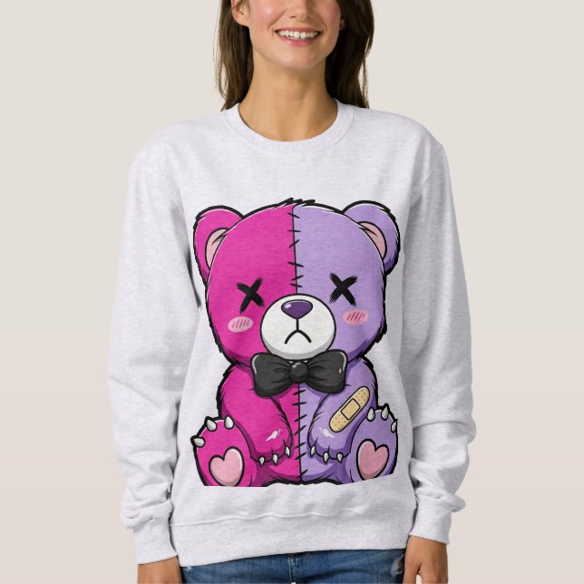 Gruseliger süßer geteilter Bär Sweatshirt (Vorderseite)
