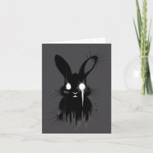 Gruseliger süßer Goth-Bunny-Horror-Hase-Skizze Alt Karte