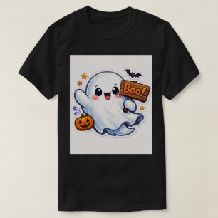 Gruseliger-süßer Halloween-Geist-Aufkleber T-Shirt