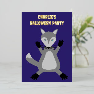 Gruseliger süßer Halloween-Wolf Custom Folieneinladung