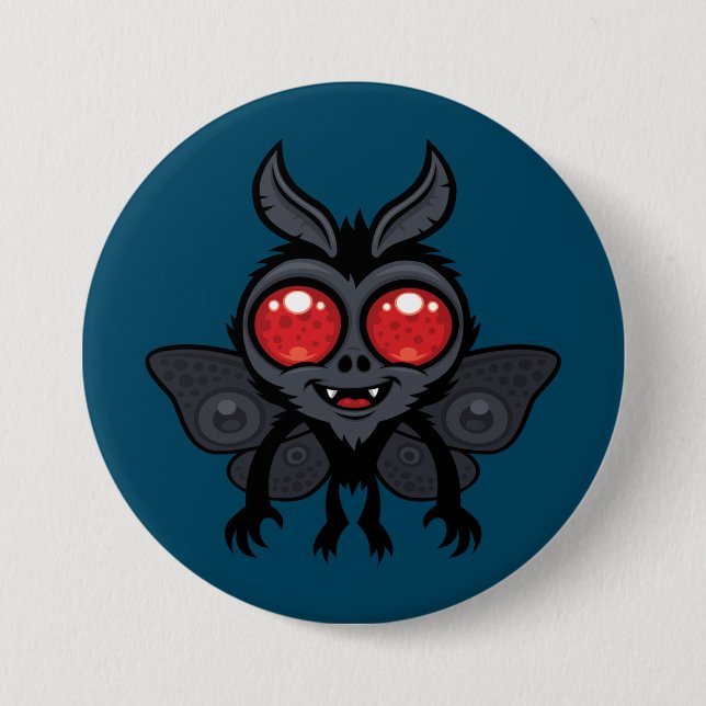 Gruseliger süßer Kryptid Mothman-Monster Button (Vorderseite)