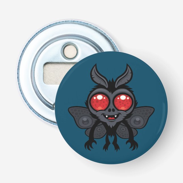 Gruseliger süßer Kryptid Mothman-Monster Flaschenöffner (Vorderseite)