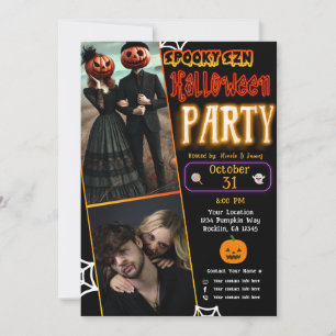 Gruseliger Szn Glow Halloween-Trendy Foto-Party Einladung